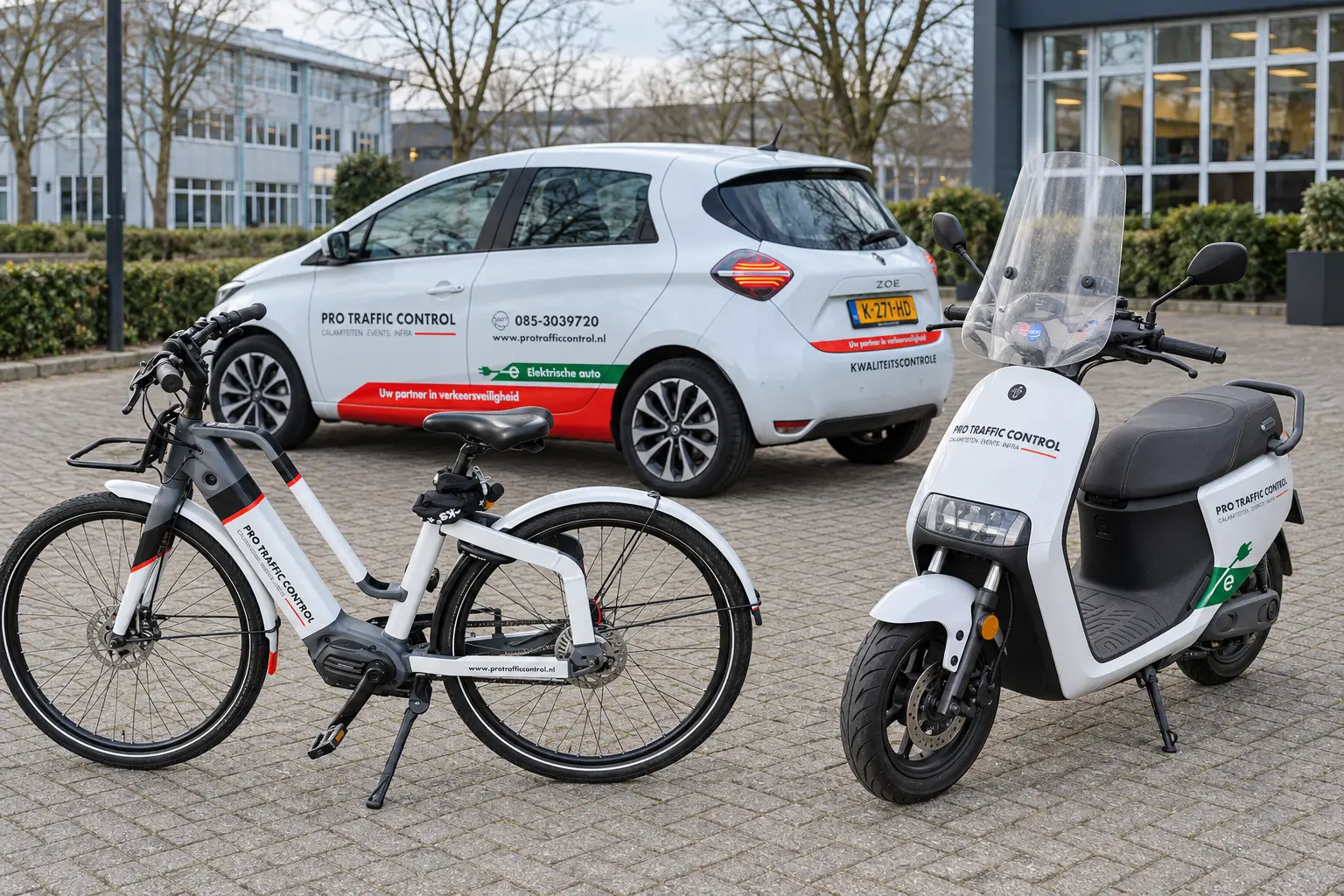 Elektrische Renault Zoe, fiets en scooter van Pro Traffic Control
